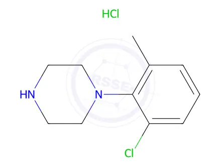 Chemical structure of 1-(2-chloro-6-methylphenyl)piperazine hydrochloride