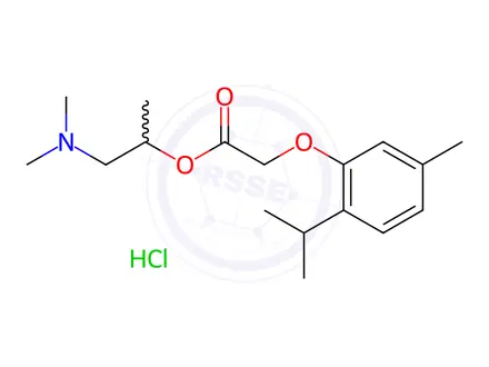 Chemical structure of Acetic acid, (thymyloxy)-, 2-(dimethylamino)-1-methylethyl ester, hydr ochloride