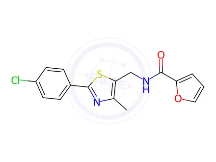 Chemical structure of N-{[2-(4-chlorophenyl)-4-methyl-1,3-thiazol-5-yl]methyl}furan-2-carboxamide