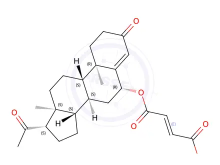 Chemical structure of progesterone 6-hemimaleate