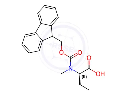Chemical structure of (R)-2-((((9H-Fluoren-9-yl)methoxy)carbonyl)(methyl)amino)butanoic acid