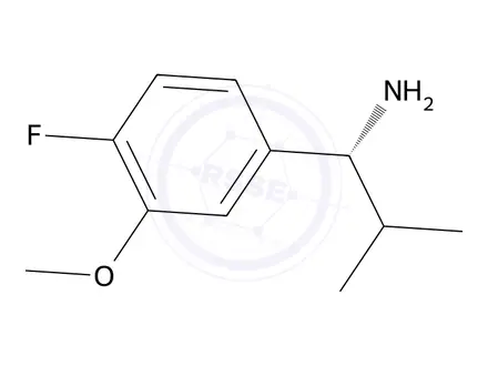 Chemical structure of (R)-1-(4-fluoro-3-methoxyphenyl)-2-methylpropan-1-amine