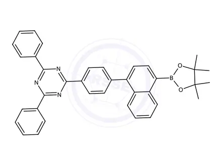 Chemical structure of 2,4-Diphenyl-6-(4-(4-(4,4,5,5-tetramethyl-1,3,2-dioxaborolan-2-yl)naphthalen-1-yl)phenyl)-1,3,5-triazine