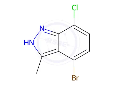 Chemical structure of 4-Bromo-7-chloro-3-methyl-1H-indazole