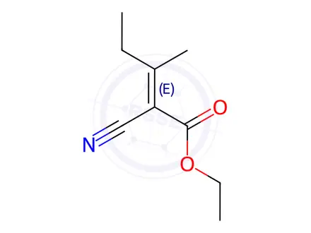 Chemical structure of Ethosuximide Impurity 2 ((E/Z)-2-Cyano-3-methyl-2-pentenoic Acid Ethyl Ester)