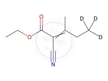 Chemical structure of (E/Z)-2-Cyano-3-methyl-2-pentenoic Acid Ethyl Ester-d3