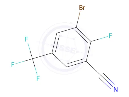 Chemical structure of 3-Bromo-2-fluoro-5-(trifluoromethyl)benzonitrile
