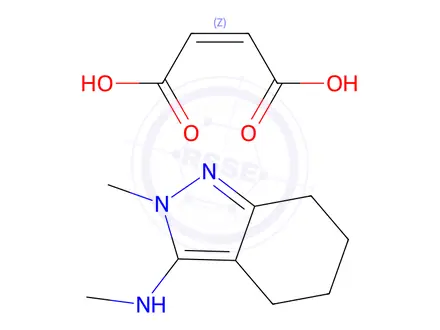 Chemical structure of 4,5,6,7-tetrahydro-N,2-dimethyl-2H-indazol-3-ylammonium hydrogen maleate