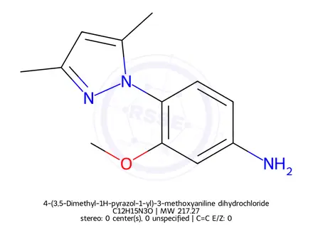 Chemical structure of 4-(3,5-Dimethylpyrazol-1-yl)-3-methoxyaniline, 97%