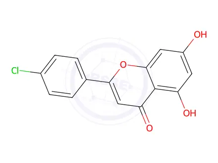 Chemical structure of 2-(4-chlorophenyl)-5,7-dihydroxy-4H-chromen-4-one