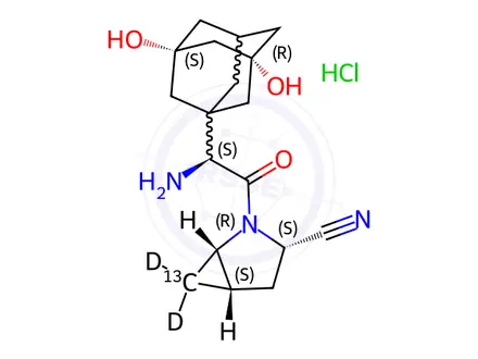 Chemical structure of 5-Hydroxy Saxagliptin-13C-D2 Hydrochloride
