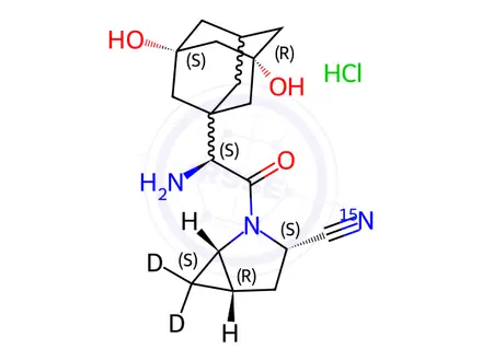 Chemical structure of 5-Hydroxy Saxagliptin-15N,d2 Hydrochloride