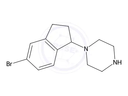 Chemical structure of 1-(5-Bromo-2,3-dihydro-1H-inden-1-yl)piperazine