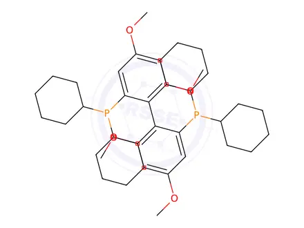 Chemical structure of (1R)-(4,4',6,6'-Tetramethoxy-[1,1'-biphenyl]-2,2'-diyl)bis(dicyclohexylphosphane)