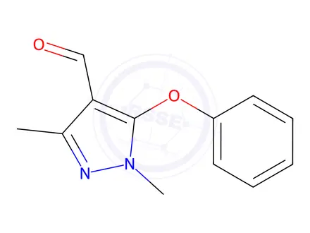 Chemical structure of 1,3-dimethyl-5-phenoxy-1H-pyrazole-4-carbaldehyde