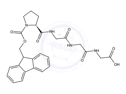 Chemical structure of (S)-2-(2-(2-(1-(((9H-Fluoren-9-yl)methoxy)carbonyl)pyrrolidine-2-carboxamido)acetamido)acetamido)acetic acid