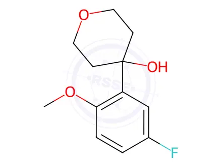 Chemical structure of 4-(5-fluoro-2-methoxyphenyl)tetrahydro-2H-pyran-4-ol