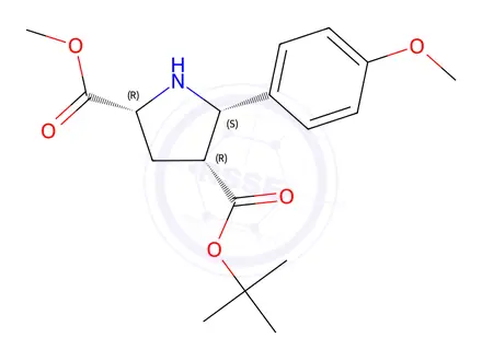 Chemical structure of 4-(tert-Butyl) 2-methyl (2R,4R,5S)-5-(4-methoxy-phenyl)tetrahydro-1H-pyrrole-2,4-dicarboxylate