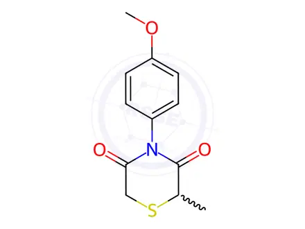 Chemical structure of 4-(4-methoxyphenyl)-2-methyl-3,5-thiomorpholinedione