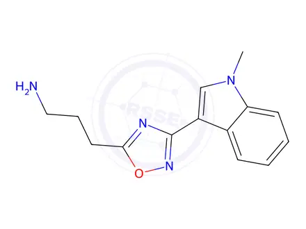 Chemical structure of 3-(3-(1-Methyl-1H-indol-3-yl)-1,2,4-oxadiazol-5-yl)propan-1-amine