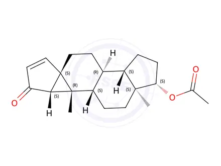 Chemical structure of 1,5-Cycloandrost-3-en-2-one, 17-(acetyloxy)-, (1alpha,5beta,10alpha,17 beta)-