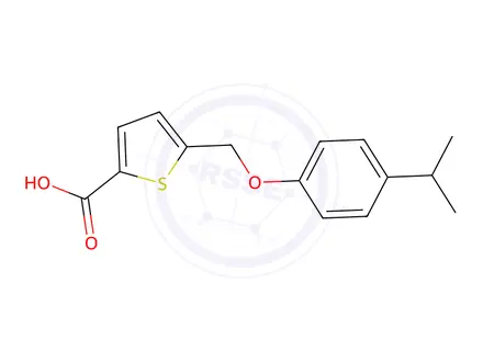 Chemical structure of 5-((4-Isopropylphenoxy)methyl)thiophene-2-carboxylic acid