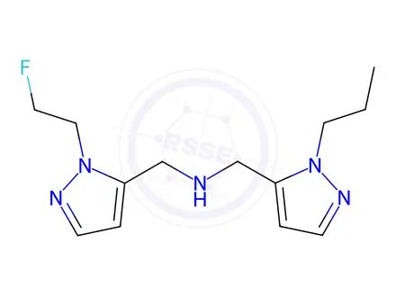 Chemical structure of 1-[1-(2-fluoroethyl)-1H-pyrazol-5-yl]-N-[(1-propyl-1H-pyrazol-5-yl)methyl]methanamine
