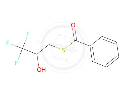 Chemical structure of phenyl[(3,3,3-trifluoro-2-hydroxypropyl)sulfanyl]methanone