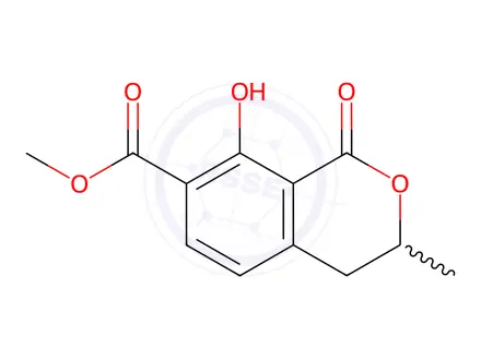 Chemical structure of 3,4-Dihydro-8-hydroxy-3-methyl-1-oxo-1H-2-benzopyran-7-carboxylic Acid Methyl Ester