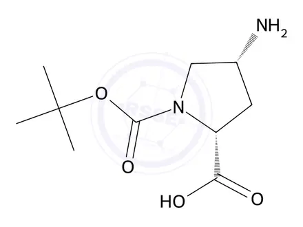 Chemical structure of (2R,4R)-1-Boc-4-Aminopyrrolidine-2-carboxylic acid