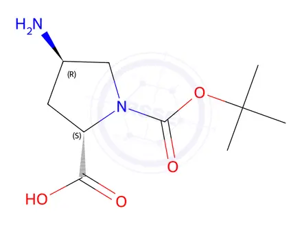 Chemical structure of (2s,4r)-1-Boc-4-Amino-Pyrrolidine-2-Carboxylic Acid