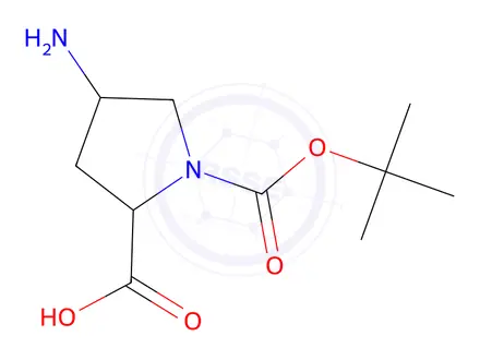 Chemical structure of (2R,4S)-4-Amino-1-(tert-butoxycarbonyl)pyrrolidine-2-carboxylic acid