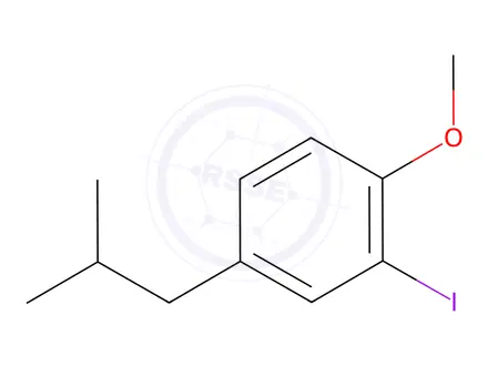 Chemical structure of Benzene, 2-iodo-1-methoxy-4-(2-methylpropyl)-