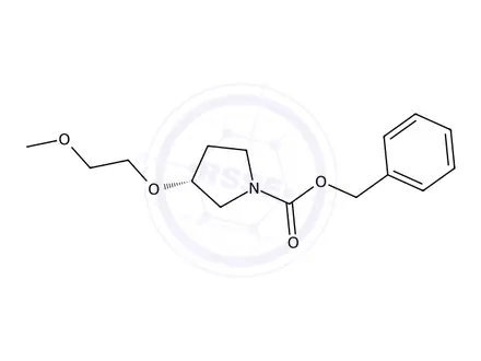 Chemical structure of (R)-Benzyl 3-(2-methoxyethoxy)pyrrolidine-1-carboxylate