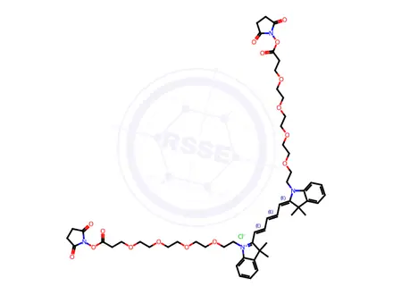 Chemical structure of Bis-(N,N'-PEG4-NHS ester)-Cy5