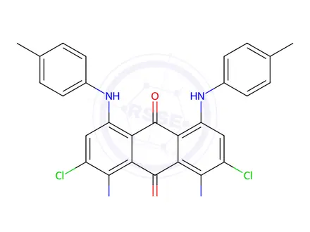 Chemical structure of 1,8-Diamino-2,7-dichloro-4,5-bis(p-tolylamino)anthracene-9,10-dione