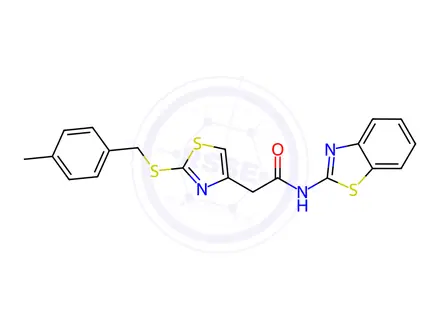 Chemical structure of N-(1,3-benzothiazol-2-yl)-2-[2-[(4-methylphenyl)methylsulfanyl]-1,3-thiazol-4-yl]acetamide