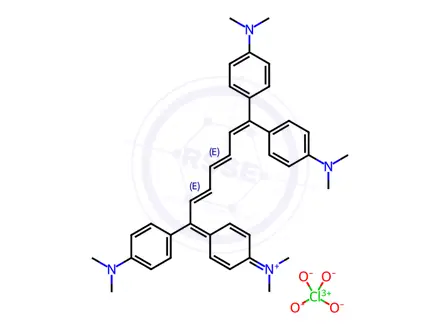Chemical structure of DIMETHYL[4-[1,7,7-TRIS(4-DIMETHYLAMINOPHENYL)-2,4,6-HEPTATRIENYLIDENE]-2,5-CYCLOHEXADIEN-1-YLIDENE]AMMONIUM PERCHLORATE