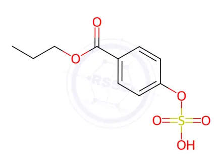 Chemical structure of 1-Propyl 4-(sulfooxy)benzoate sodium salt