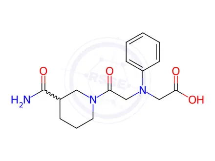 Chemical structure of [{2-[3-(Aminocarbonyl)piperidin-1-yl]-2-oxoethyl}(phenyl)amino]acetic acid