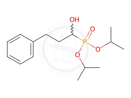 Chemical structure of Phosphonic acid, (1-hydroxy-3-phenylpropyl)-, bis(1-methylethyl) ester (9CI)