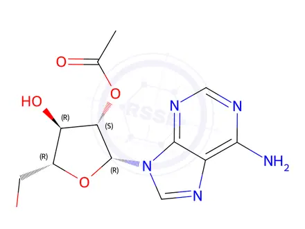 Chemical structure of (2R,3S,4R,5R)-2-(6-Amino-9H-purin-9-yl)-4-hydroxy-5-(hydroxymethyl)tetrahydrofuran-3-yl acetate