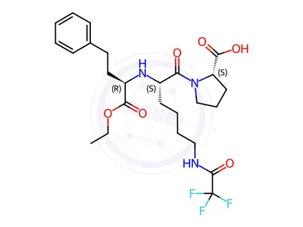 Chemical structure of N2-((R)-1-ethoxy-1-oxo-4-phenylbutan-2-yl)-N6-(2,2,2-trifluoroacetyl)-L-lysyl-L-proline