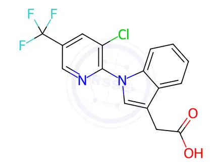 Chemical structure of 2-{1-[3-Chloro-5-(trifluoromethyl)-2-pyridinyl]-1H-indol-3-yl}acetic acid