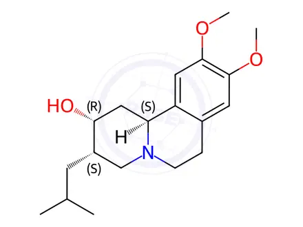 Chemical structure of (2R,3S,11bS)-1,3,4,6,7,11b-Hexahydro-9,10-dimethoxy-3-(2-methylpropyl)-2H-benzo[a]quinolizin-2-ol