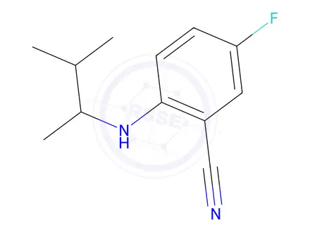 Chemical structure of 5-Fluoro-2-((3-methylbutan-2-yl)amino)benzonitrile