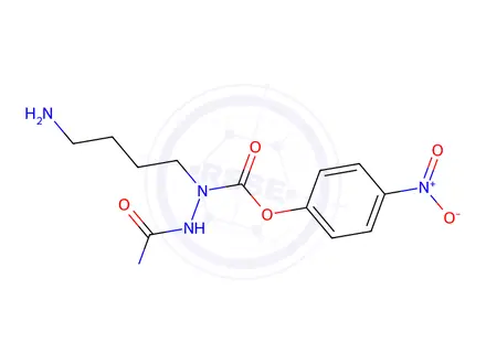 Chemical structure of N(alpha)(N,N-dimethylcarbamoyl)-alpha-azalysine 4-nitrophenyl ester