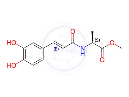 Chemical structure of N-[(2E)-3-(3,4-dihydroxyphenyl)-1-oxo-2-propenyl]-L-alanine, methyl ester