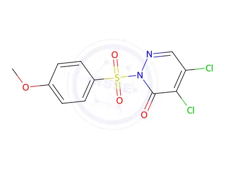 Chemical structure of 4,5-dichloro-2-(4-methoxyphenyl)sulfonyl-pyridazin-3-one
