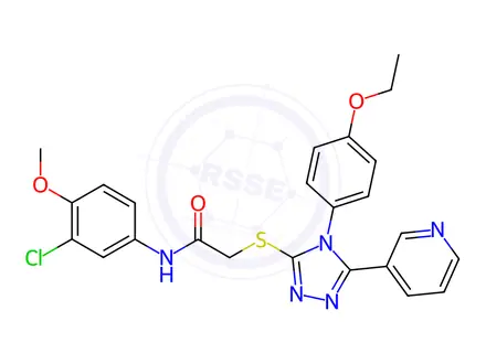 Chemical structure of N-(3-Chloro-4-methoxyphenyl)-2-((4-(4-ethoxyphenyl)-5-(pyridin-3-yl)-4H-1,2,4-triazol-3-yl)thio)acetamide